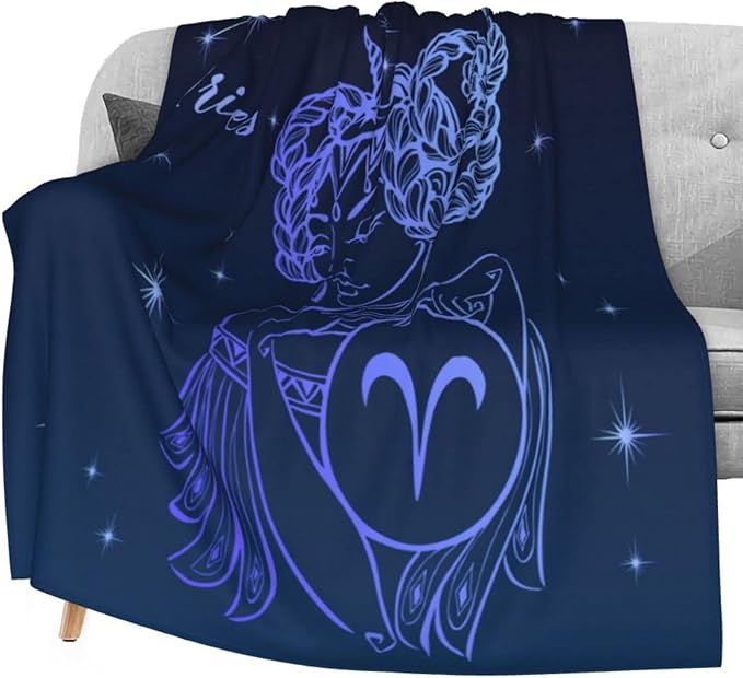 Delerain Zodiac Sign Aries Soft Throw Blanket 40"x50" Lightweight Flannel Fleece Blanket for Couch Bed Sofa Travelling Camping for Kids Adults - Aries Blanket for men