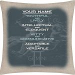 Bleu Reign BRGiftShop Throw Pillow Cover Personalized Custom Name Zodiac Sign Custom Name Gemini May22-Jun21 15.75x15.75 inches Linen - no Insert - Gemini Blanket for men