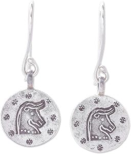 NOVICA - Taurus Earrings for men
