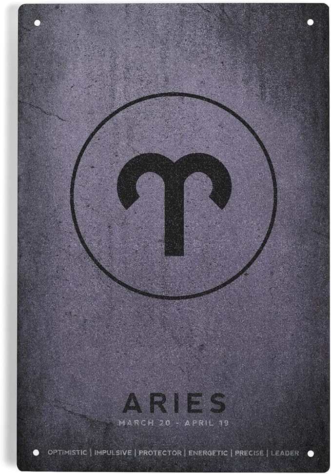 Lantern Press 6x9 Inch Metal Sign, Aries, Astrological Sign, Zodiac - Aries Canvas for men