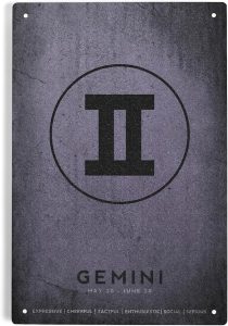 Lantern Press 6x9 Inch Metal Sign, Gemini, Astrological Sign, Zodiac - Gemini Canvas for men