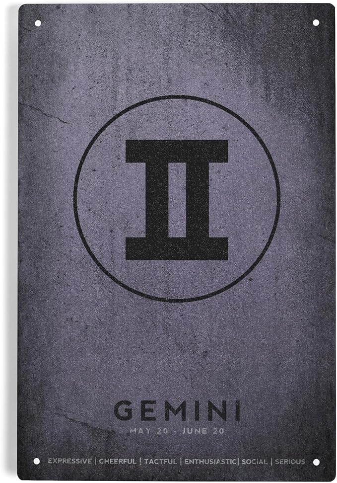 Lantern Press 6x9 Inch Metal Sign, Gemini, Astrological Sign, Zodiac - Gemini Canvas for men