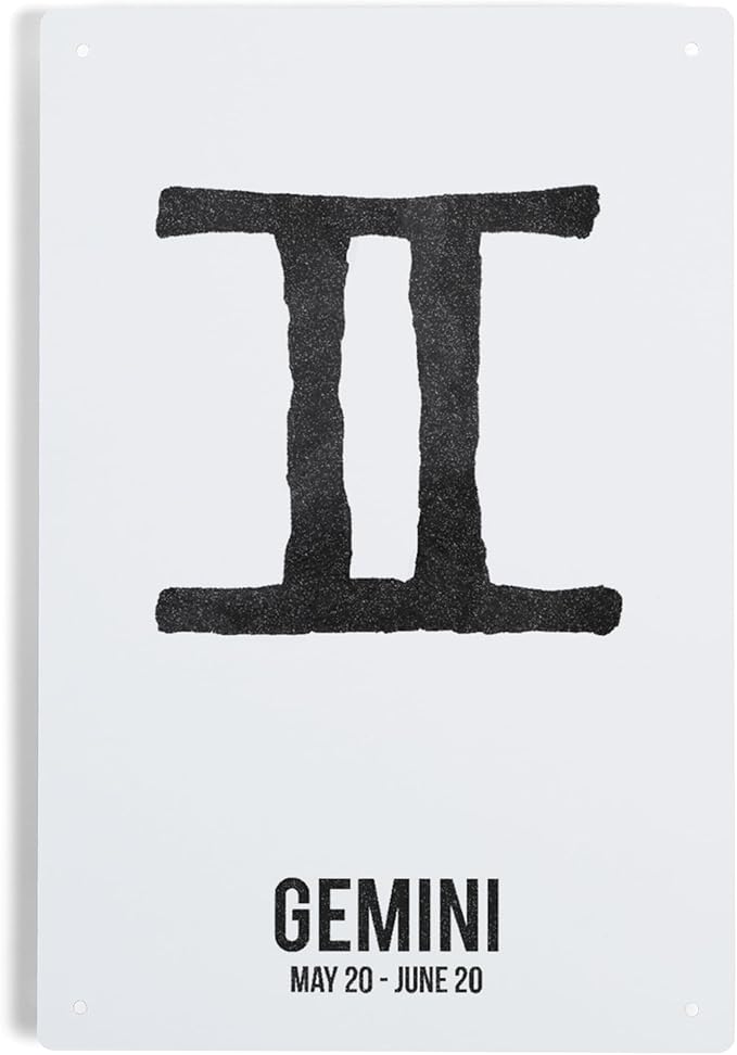 Lantern Press 6x9 Inch Metal Sign, Gemini, Astrology Zodiac Symbol, Ink Drawing - Gemini Canvas for men
