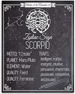 Scorpio Zodiac Sign 11x14 Unframed Print – Vintage Astrology Wall Art, The Scorpion Illustration for Home, Office, or Study Décor - Scorpio Canvas for men