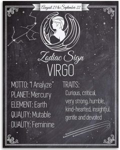 Astrology Posters - Zodiac Sign Virgo, The Maiden - 11x14 Unframed Art Print - Great Vintage Zodiac Poster, Astrology and Aptitude Vintage Home Wall Decor for Astrology Enthusiasts - Virgo Poster for men