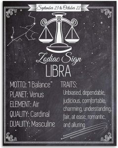Lone Star Art - Astrology Poster - Zodiac Sign Libra, The Scales - 11x14 Unframed Art Print - Great Vintage Zodiac Poster, Perfect for Bedroom or Office Wall Decor - Pisces Home Decor for men