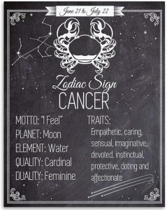 Astrology Posters - Zodiac Sign Cancer, The Crab - 11x14 Unframed Art Print - Great Vintage Zodiac Poster, Astrology and Aptitude Vintage Home Wall Decor for Astrology Enthusiasts - Pisces Home Decor for men