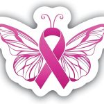 Breast Cancer Awareness Butterfly Sticker – 5 Inch Pink Ribbon Vinyl Decal for Cars, Laptops, Tumblers, Water Bottles, Notebooks – Waterproof & UV-Resistant Support and Survivor Gift - MKS1323 - Cancer Car Accessories for men