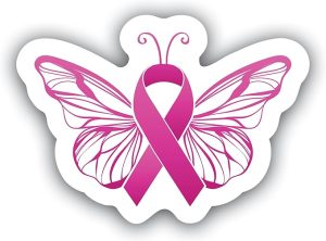 Breast Cancer Awareness Butterfly Sticker – 5 Inch Pink Ribbon Vinyl Decal for Cars, Laptops, Tumblers, Water Bottles, Notebooks – Waterproof & UV-Resistant Support and Survivor Gift - MKS1323 - Cancer Car Accessories for men
