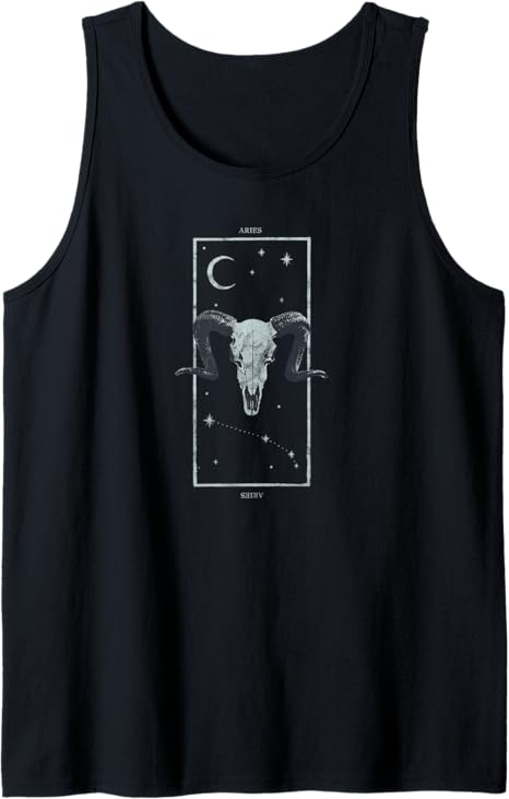 Occult Zodiac Sign Aries Tarot Card Astrology Gothic Devil Tank Top - Aries T-Shirt for men