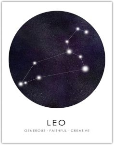 Buzz Unplugged Leo Zodiac Astrology Poster: Unique Astronomy Boho Wall Art Poster for Home, Office, Bedroom & Living Room Decor - Unframed Posters 11x14 - Leo Canvas for men