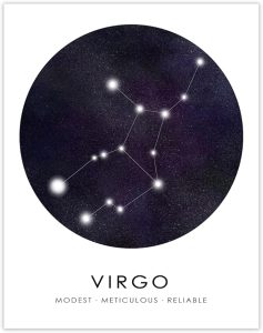 Virgo Zodiac Astrology Poster: 11x14 Unframed Unique Astronomy Boho Wall Art Poster for Home, Office, Bedroom & Living Room Decor - Chic & Trippy Wall Decor & Creative Housewarming Idea - Virgo Poster for men