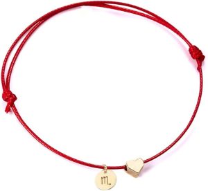 Ailiessy Love Heart Constellation Bracelet for Women Handmade Braided Rope Round Disc Coin Zodiac Bracelet Charm Fashion Red String Friendship Bracelet Jewelry - Scorpio Accessories for men