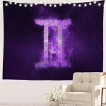 Batmerry Gemini Zodiac Night Sky Tapestry, Gemini Zodiac Symbol Picnic Mat Hippie Trippy Tapestry Wall Art Meditation Decor for Bedroom Living Room Dorm, 39.4 x 59.1 Inches, Blue Violet 1 - Gemini Canvas for men