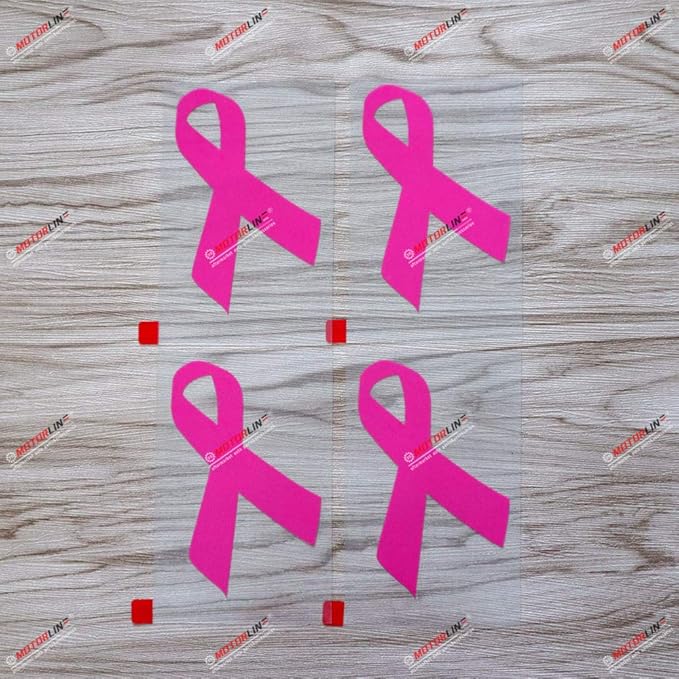 4 Pack 4'' Pink Ribbon Symbol of Breast Cancer Awareness Decal Sticker Car Vinyl - Cancer Car Accessories for men