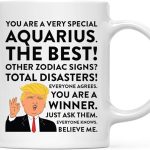 Andaz Press Round 11 oz. Ceramic Coffee Tea Mug Funny President Donald Trump Christmas Astrological Sign Gift, You're a Very Special Aquarius, 1-Pack, White Elephant Secret Santa Gift Ideas - Aquarius Mug for men