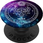 Taurus Zodiac Sign Birthday Horoscope Space Star Galaxy Art PopSockets PopGrip: Swappable Grip for Phones & Tablets - Taurus for men