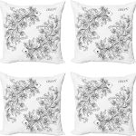 Ambesonne Zodiac Throw Pillow Cushion Case Pack of 4, Floral Images Pisces Sign Fish House of The Water Element Sensitivity Planet Sign, Modern Accent Double-Sided Digital Printing, 18", Black White - Pisces Pillow for men
