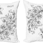 Ambesonne Zodiac Decorative Throw Pillow Case Pack of 2, Floral Images Pisces Sign Fish House of The Water Element Sensitivity Planet Sign, Couch Bedroom Living Room Cushion Cover, 18", Black White - Pisces Pillow for men