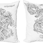 Ambesonne Zodiac Throw Pillow Cushion Cover Pack of 2, Swirling Curved Flowers and Bouquet with Zodiac Sign Aquarius Month Design, Zippered Double-Side Digital Print Decor, 20", Black White - Aquarius Pillow for men