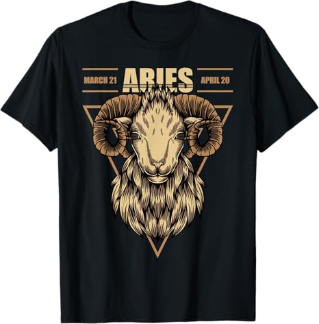 Aries Ram Zodiac Sign Symbol Astrology Dates T-shirt T-Shirt - Aries T-Shirt for men