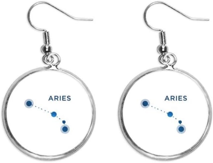 Aries Constellation Sign Zodiac Ear Dangle Silver Drop Earring Jewelry Woman - Aries Earrings for men
