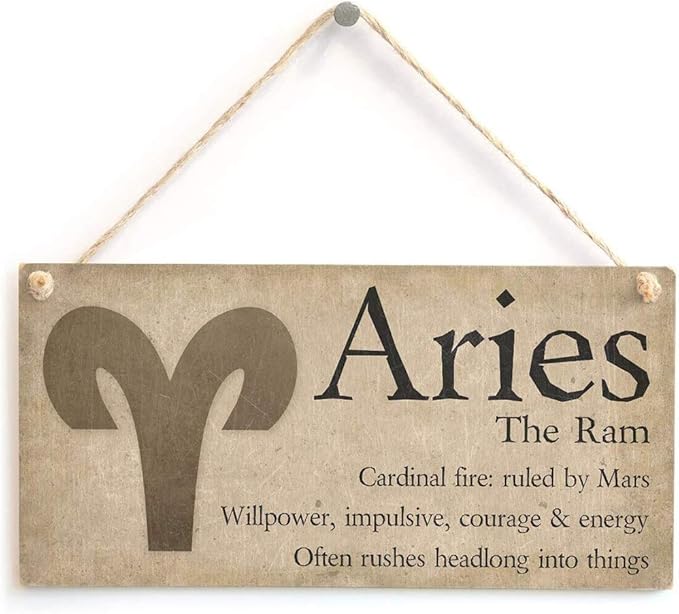 Hty Aries The Ram - Beautiful Spiritual Gift Astrology Sign of The Zodiac Plaque 10"x5"（25x12.5 cm） - Aries for men