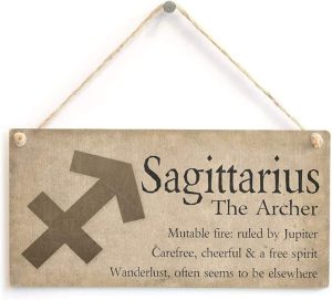 Hty Sagittarius The Archer - Beautiful Spiritual Gift Astrology Sign of The Zodiac Plaque 10" x 5"（25x12.5 cm） - Sagittarius Home Decor for men