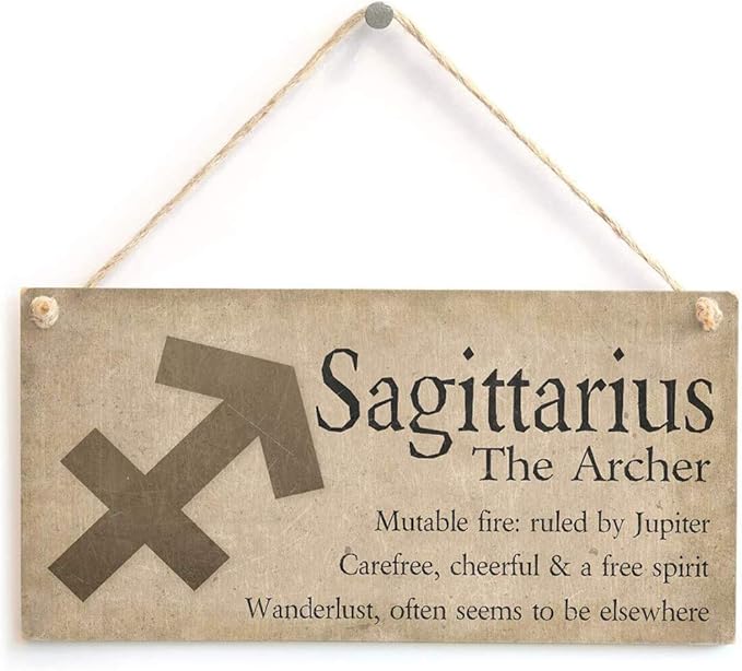 Hty Sagittarius The Archer - Beautiful Spiritual Gift Astrology Sign of The Zodiac Plaque 10" x 5"（25x12.5 cm） - Sagittarius Home Decor for men