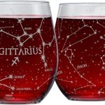Greenline Goods Sagittarius Stemless Wine Glasses Zodiac Sagittarius Set Hand Etched 15 oz (Set of 2) - Astrology Sign Glassware - Sagittarius Home Decor for men