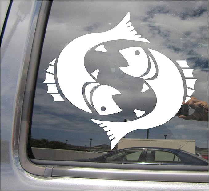 Pisces Fish Zodiac Astrology - Horoscope Sign Symbol - Cars Trucks Moped Helmet Hard Hat Auto Automotive Craft Laptop Vinyl Decal Window Wall Sticker 08061 - Pisces Car Accessories for men