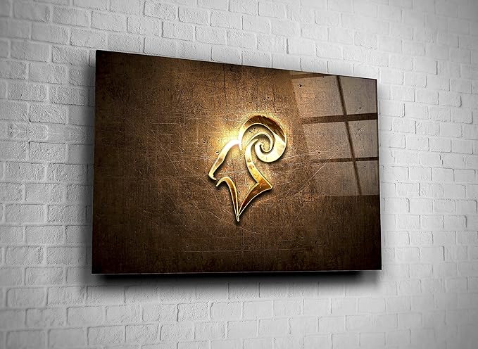 Genericc Aries Astrology Zodiac Sign Horoscope Astrological Signs Stars Science Tempered Glass Canvas Wall Art Home Decor Present Office Decor Hotel Decor Modern Art Decor Gift (24x36) - Aries Canvas for men