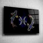 Genericc Pisces Astrology Zodiac Sign Horoscope Astrological Signs Stars Science Tempered Glass Canvas Wall Art Home Decor Present Office Decor Hotel Decor Modern Art Decor Gift (24x36) - Pisces Home Decor for men
