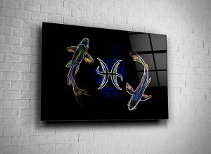 Genericc Pisces Astrology Zodiac Sign Horoscope Astrological Signs Stars Science Tempered Glass Canvas Wall Art Home Decor Present Office Decor Hotel Decor Modern Art Decor Gift (24x36) - Pisces Home Decor for men