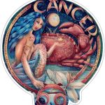 Cancer Astrological Zodiac Horoscope Sign with Crab - Bumper Sticker/Decal (3.5" X 4.5") - Pisces Car Accessories for men