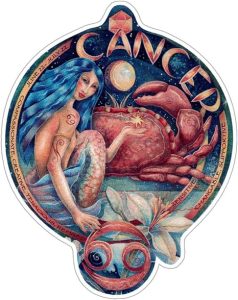 Cancer Astrological Zodiac Horoscope Sign with Crab - Bumper Sticker/Decal (3.5" X 4.5") - Pisces Car Accessories for men