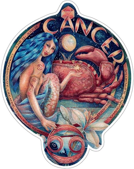 Cancer Astrological Zodiac Horoscope Sign with Crab - Bumper Sticker/Decal (3.5" X 4.5") - Pisces Car Accessories for men