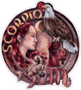 Scorpio Astrological Zodiac Horoscope Sign with Eagle and Scorpion - Bumper Sticker/Decal (4.25" X 4.75") - Scorpio Sticker for men