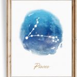 Watercolor Constellation - Pisces - Art Print - Unframed - 8x10 | Elegant and Ethereal Art Prints | Celestial Zodiac Wall Art for Astrology Enthusiasts | Perfect for Bedrooms, Home or Offices - Pisces Canvas for men