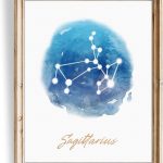 Watercolor Constellation - Sagittarius - Art Print - Unframed - 8x10 | Elegant and Ethereal Art Prints | Celestial Zodiac Wall Art for Astrology Enthusiasts | Perfect for Bedrooms, Home or Offices - Sagittarius Home Decor for men