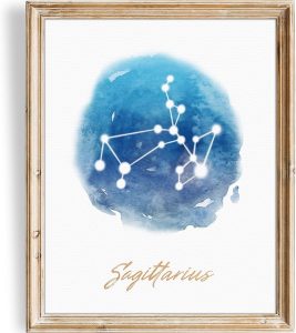 Watercolor Constellation - Sagittarius - Art Print - Unframed - 8x10 | Elegant and Ethereal Art Prints | Celestial Zodiac Wall Art for Astrology Enthusiasts | Perfect for Bedrooms, Home or Offices - Sagittarius Home Decor for men