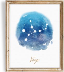 Watercolor Constellation - Virgo - Art Print - Unframed - 8x10 | Elegant and Ethereal Art Prints | Celestial Zodiac Wall Art for Astrology Enthusiasts | Perfect for Bedrooms, Home or Offices - Virgo Poster for men
