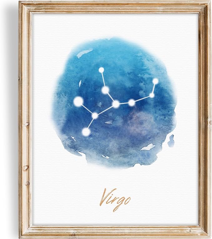 Watercolor Constellation - Virgo - Art Print - Unframed - 8x10 | Elegant and Ethereal Art Prints | Celestial Zodiac Wall Art for Astrology Enthusiasts | Perfect for Bedrooms, Home or Offices - Virgo Poster for men