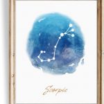 Watercolor Constellation - Scorpio - Art Print - Unframed - 8x10 | Elegant and Ethereal Art Prints | Celestial Zodiac Wall Art for Astrology Enthusiasts | Perfect for Bedrooms, Home or Offices - Scorpio Canvas for men