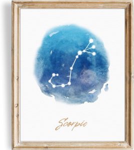 Watercolor Constellation - Scorpio - Art Print - Unframed - 8x10 | Elegant and Ethereal Art Prints | Celestial Zodiac Wall Art for Astrology Enthusiasts | Perfect for Bedrooms, Home or Offices - Scorpio Canvas for men