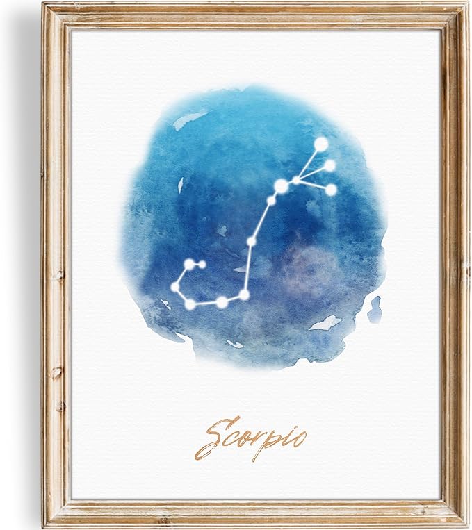 Watercolor Constellation - Scorpio - Art Print - Unframed - 8x10 | Elegant and Ethereal Art Prints | Celestial Zodiac Wall Art for Astrology Enthusiasts | Perfect for Bedrooms, Home or Offices - Scorpio Canvas for men