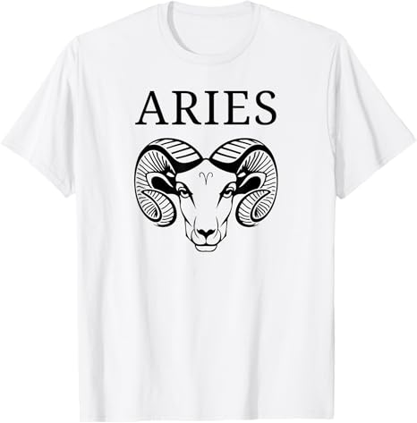 Aries Astrology Large Ram Zodiac Sign With Aires Name T-Shirt - Aries T-Shirt for men