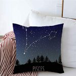 Decorative Throw Pillow Cushion Covers for Sofa Pisces Doodles Hand Drawn Zodiac Sign Galactic Constellation Miscellaneous Horoscope Symbol Cosmic Linen Couch Square Pillow Cases 18x18 Inch - Pisces Pillow for men
