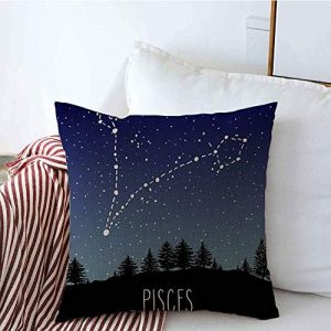 Decorative Throw Pillow Cushion Covers for Sofa Pisces Doodles Hand Drawn Zodiac Sign Galactic Constellation Miscellaneous Horoscope Symbol Cosmic Linen Couch Square Pillow Cases 18x18 Inch - Pisces Pillow for men