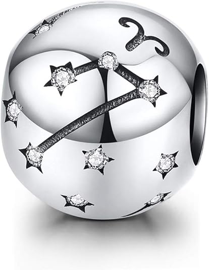 Constellation Charm 925 Sterling Silver Birthstone Bead for Pandora Charms Bracelet-Gift for Anniversary Birthday Christmas Day - Aries Bracelet for men